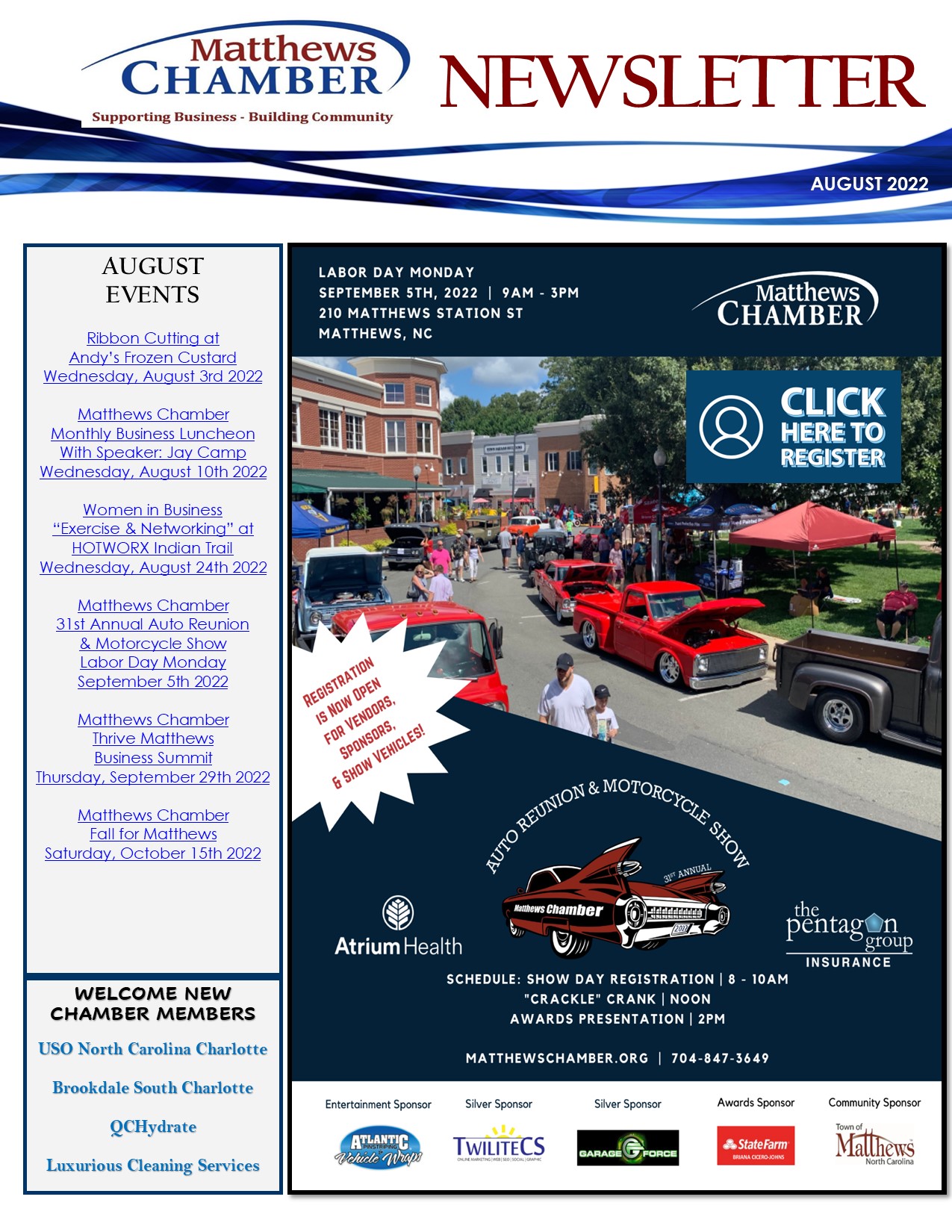AUGUST 2022 NEWSLETTER – FRONT PAGE ONLY
