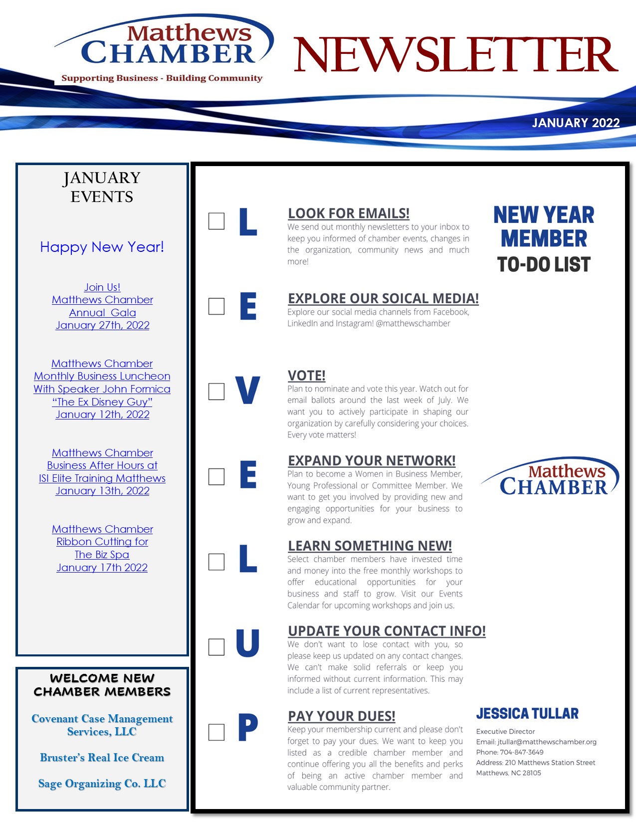 JANUARY 2022 NEWSLETTER – FRONT PAGE ONLY